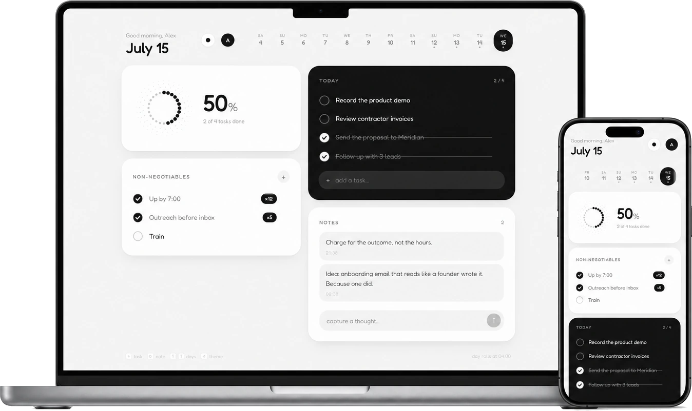 Daily on a MacBook Pro and iPhone side by side