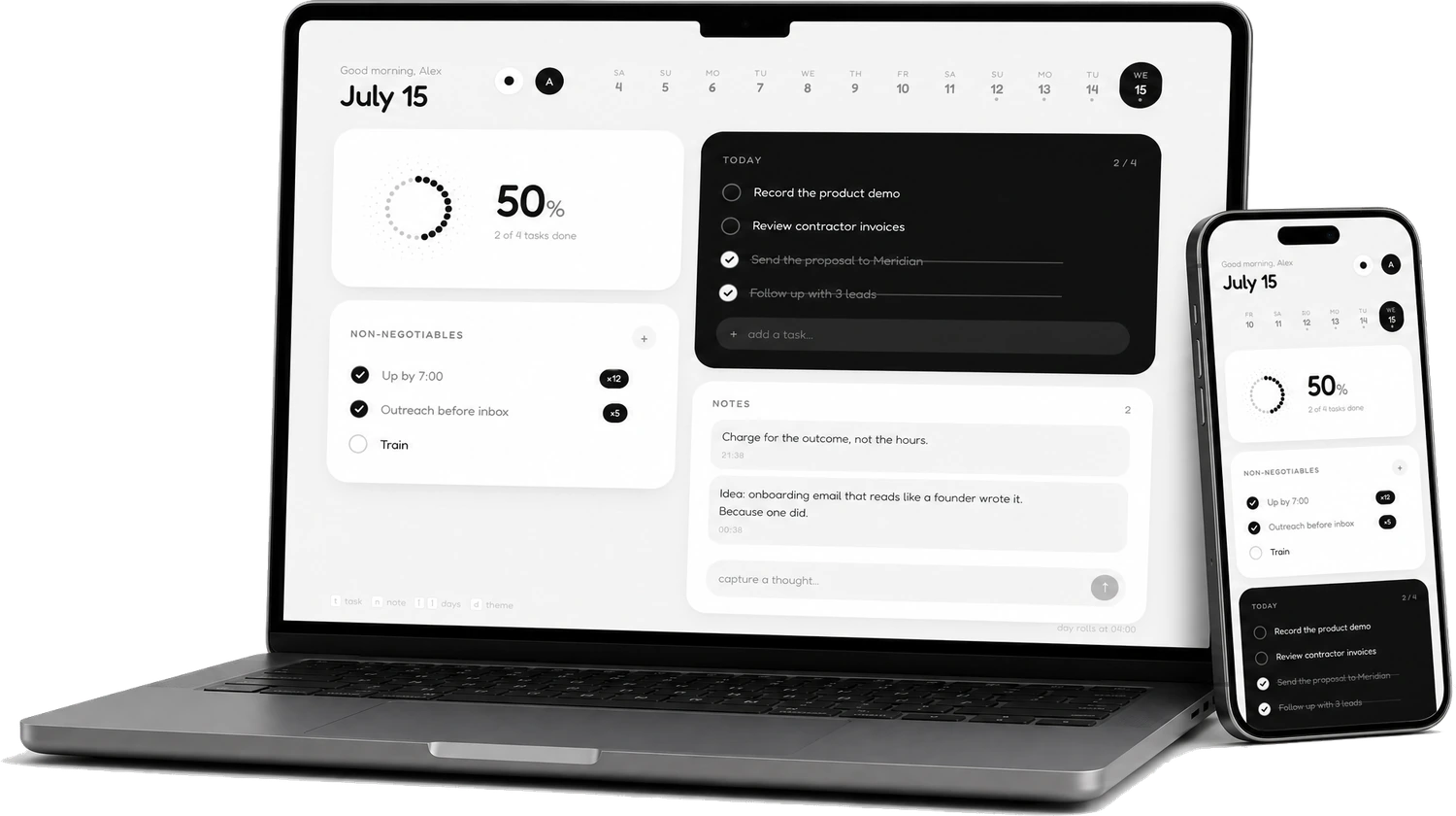 Daily on a MacBook Pro and iPhone side by side